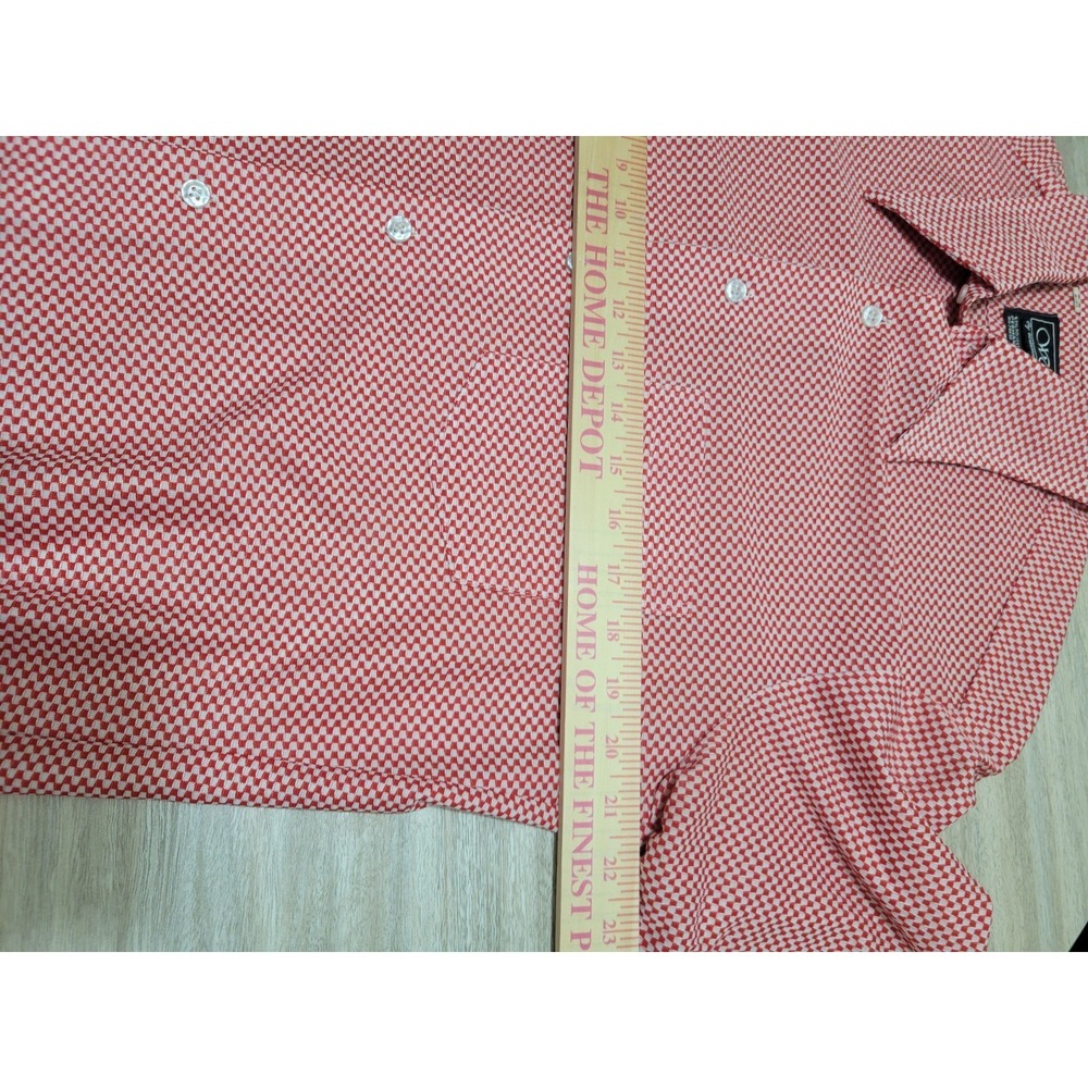 William Gary Vtg 70s Red & White Geometic Checkerboard Boho Disco Luxury Shirt - Picture 7 of 9
